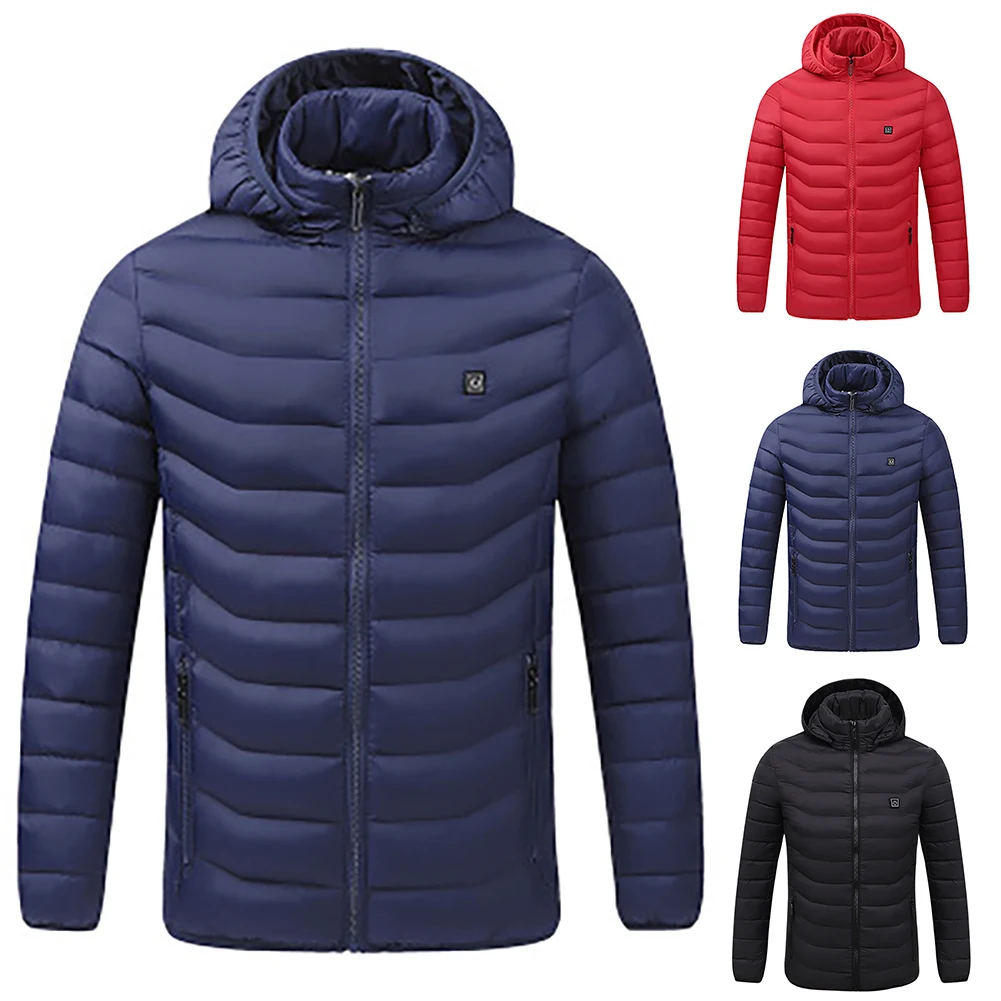 

Men winter jacket Unisex Winter USB Powered Heating Jacket Thermostat Solid Color Hooded Coat Male Jacket for Mens Clothing 2020