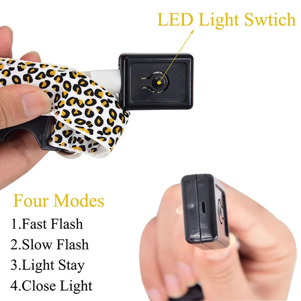 Светодиодный ошейник для собак мигающий в темноте 3 режима освещения