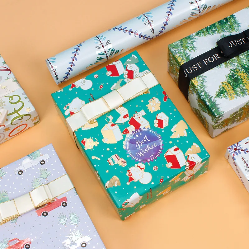 2020 Рождественская оберточная бумага алюминиевая фольга градиентная праздничная