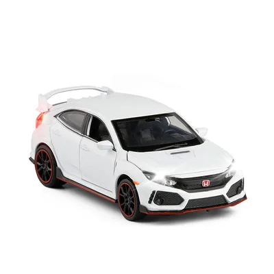 Белый Новинка 1:32 HONDA CIVIC TYPE-R литые игрушечные машинки модель автомобиля со звуковым светом коллекционная машинка игрушки для детей подарок игрушки - Цвет: Белый