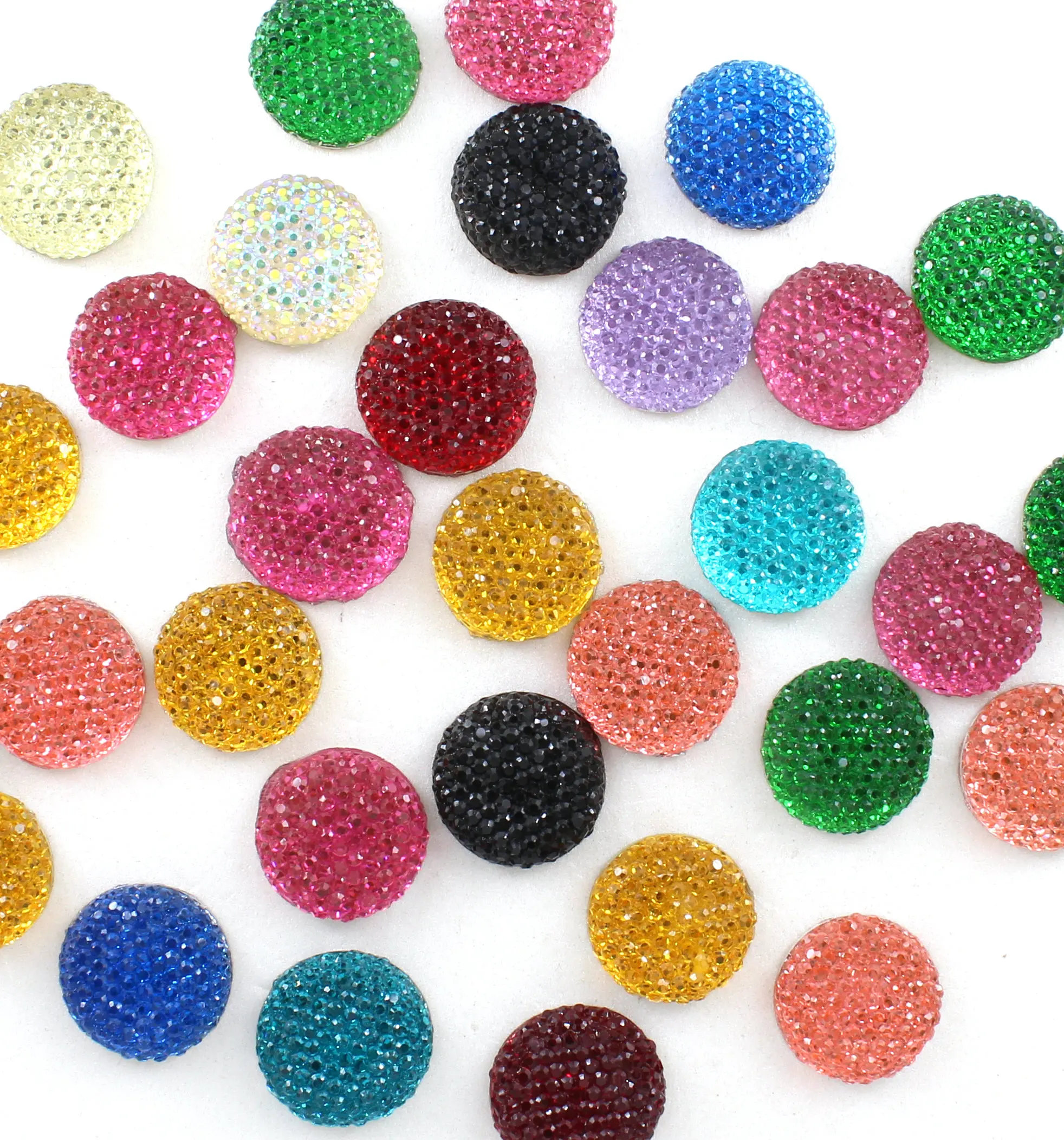 

30pcs 3D Crystal Bling gem Decoden Supplies round rhinestone studded cabochons mixed colors 16mm-SZ0351