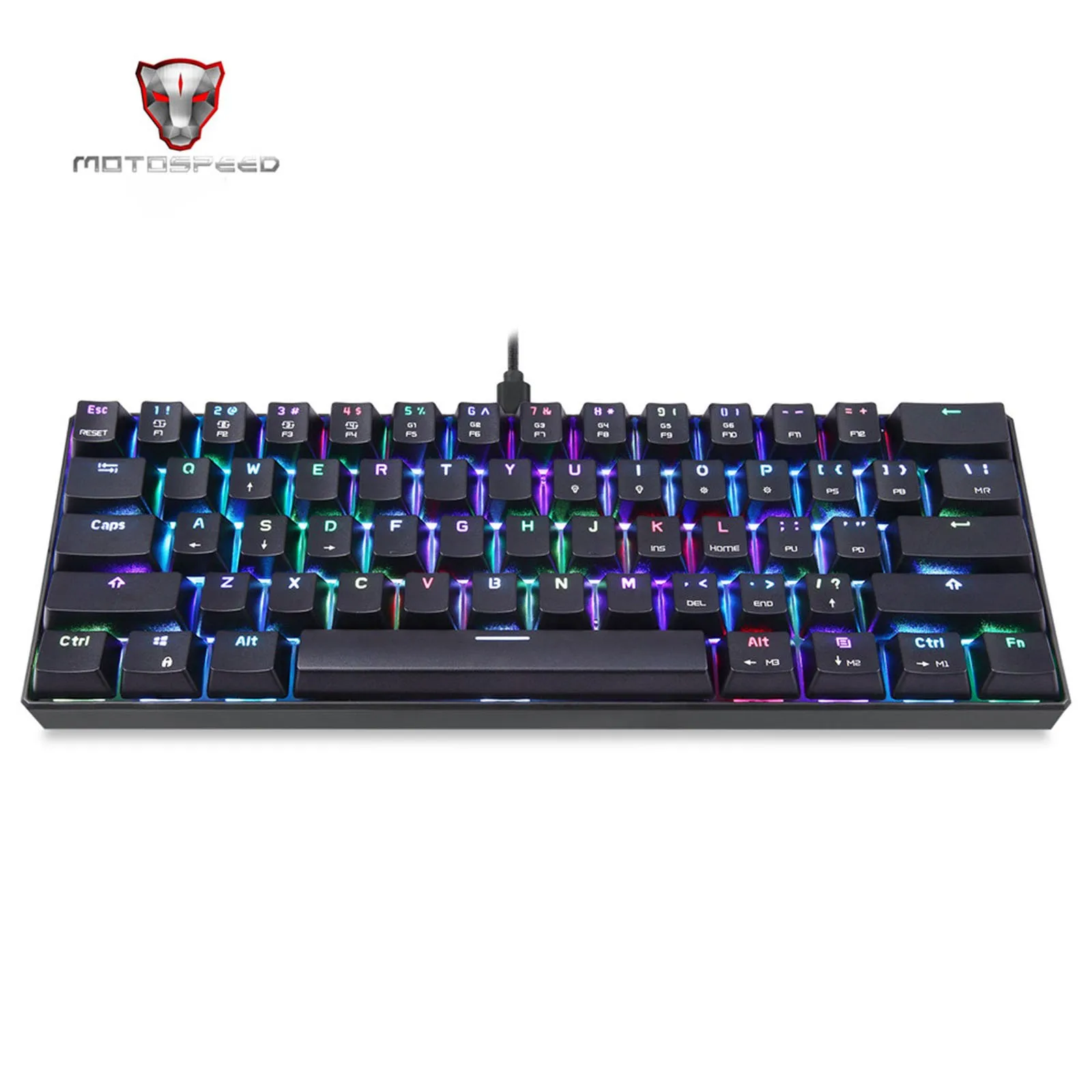 

Оригинальная игровая механическая клавиатура Motospeed Ck61, 61 клавиша, проводная Usb клавиатура с Rgb светодиодной подсветкой, портативная клавиат...