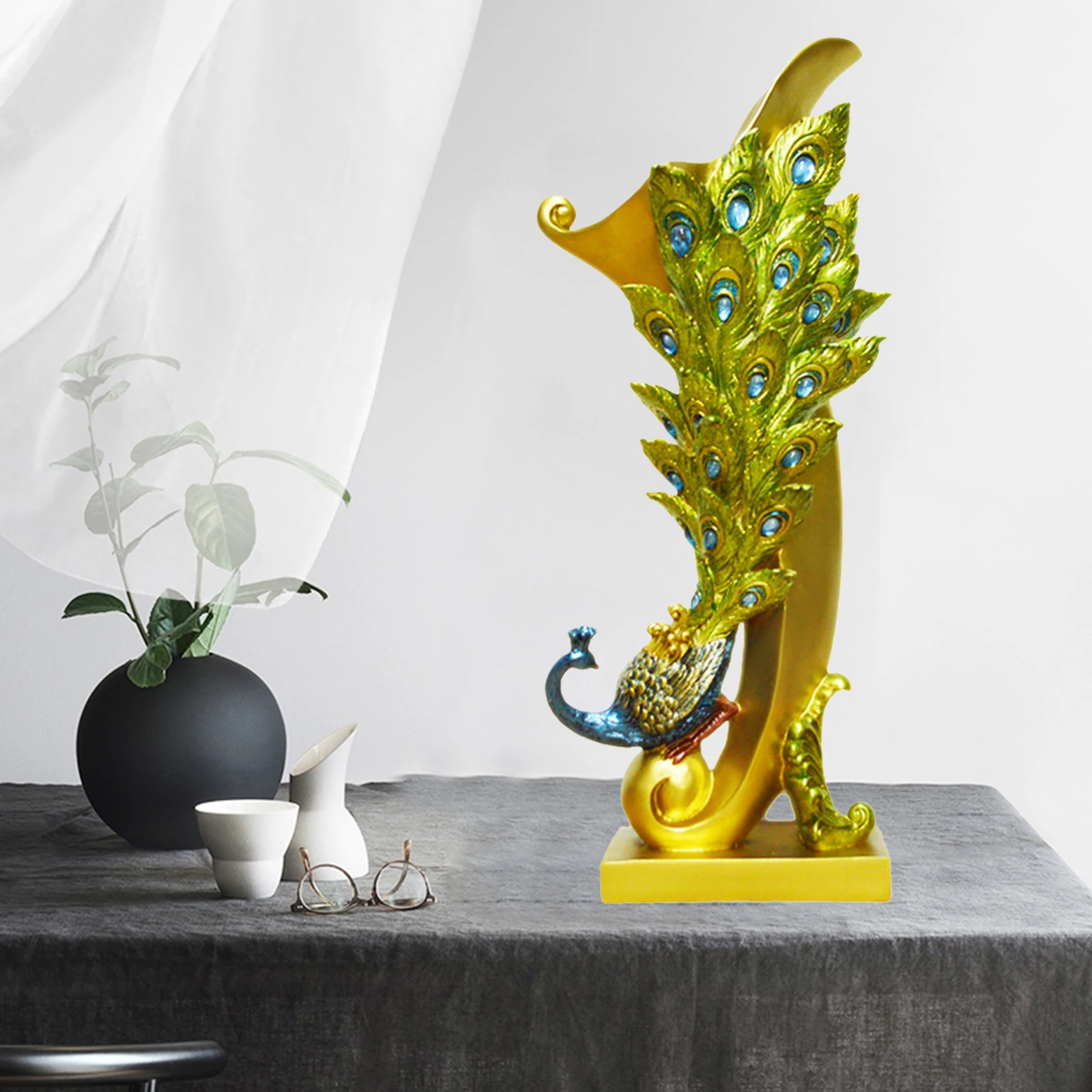 Скандинавская смола великолепный цветочный горшок в форме павлина статуя