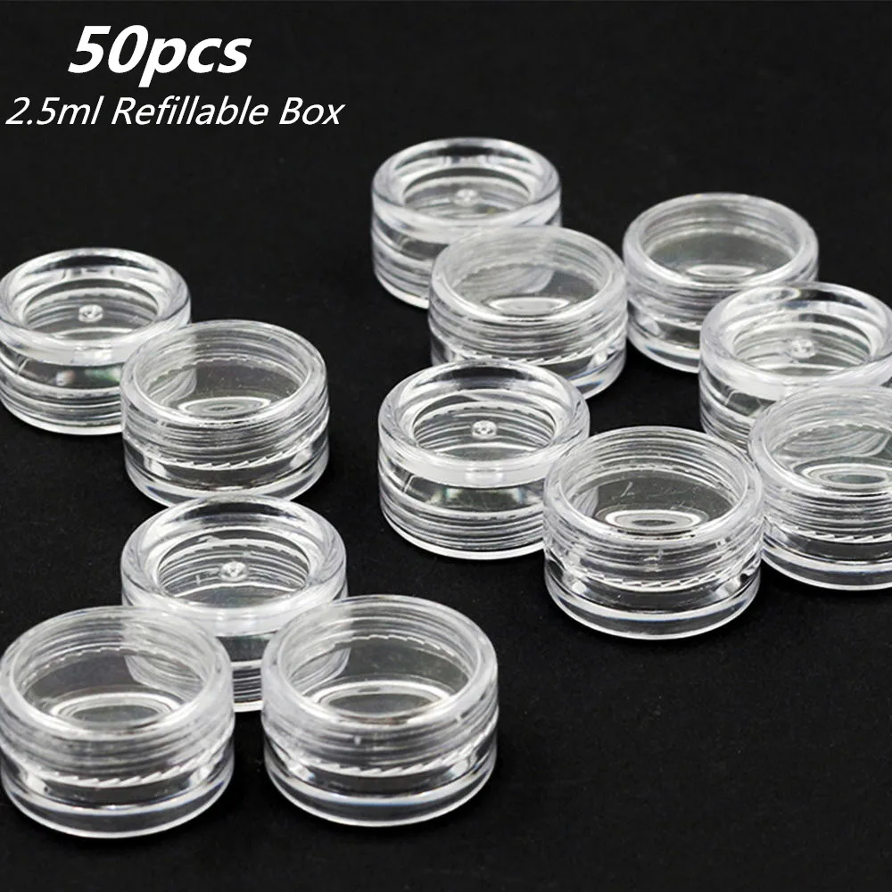 

50 Pcs 2.5ml Transparent Plastic Organizer Boxes Round Makeup Container Face Cream Gel Refillable Box Empty Cosmetic Jar Bottles