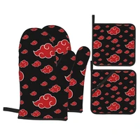 microwave oven gloves mitts pot pad heat proof protected baking flexible cooking anime akatsuki printed oven mitts for grilling