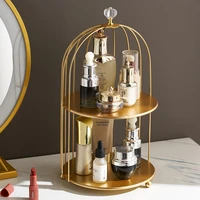 home decoration accessories for living room decor bedroom desktop decorative gold bird cage miniatures cosmetics storage rack