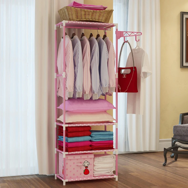 

Removable Bedroom Hanging Clothes Rack with Wheels Floor Standing Coat Rack Multi-function Modern Triangle Coat Wardrobe Hanger