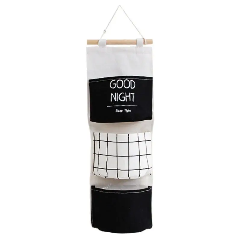 

Wall Hanging Storage Bag 3 Pockets Cute Linen Clothes Organizer Closet Storage Bags Children Room Organizer Pouch Home Decor