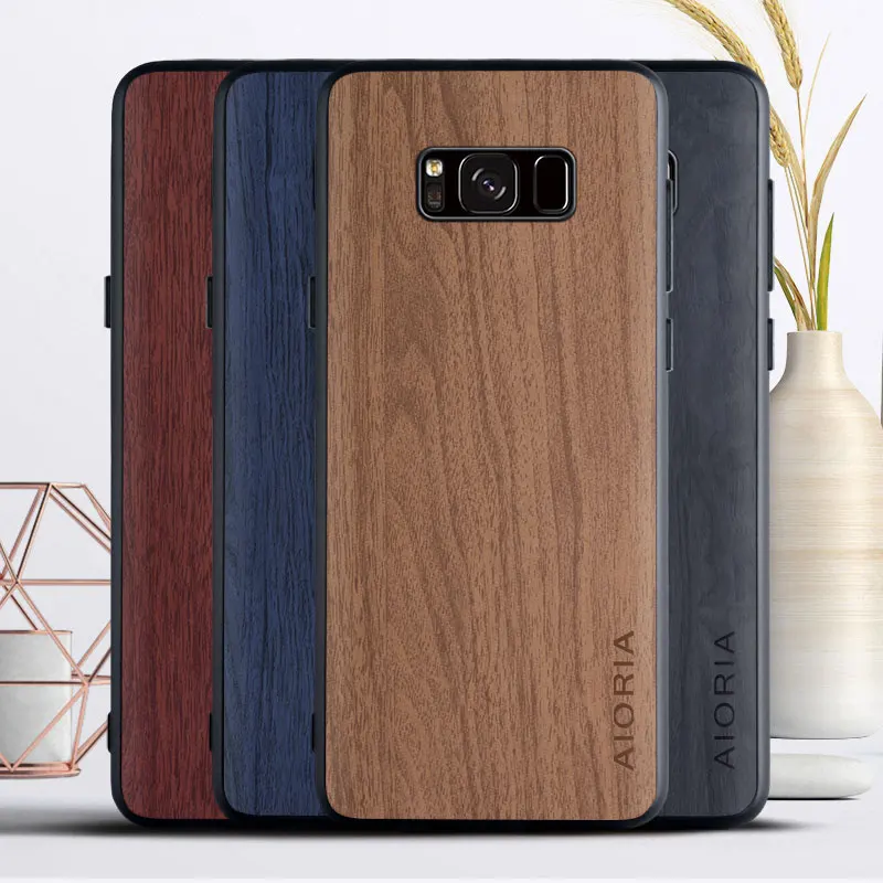 Чехол под дерево для Samsung Galaxy S8 Plus мягкие силиконовые чехлы из ТПУ и искусственной