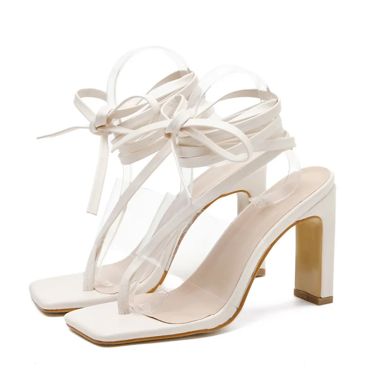 

Summer PVC Transparent Ankle Cross Strap High Heels Shoes Women Sandals Flip-flops Sexy Party Female Ladies Shoes Woman Sandals