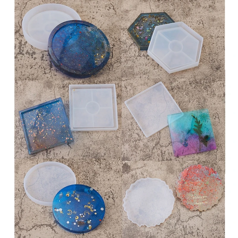 

1 Set 3 Shapes DIY Round Square Coaster Mold Tea Mat Tray Coaster Epoxy Resin Silicone Casting Mould Handmade Art Craft Tool
