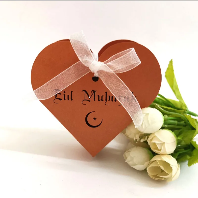 

Eid Mubarak Candy Box Favor Box Ramadan Heart Shaped Gift Boxes Islamic Muslim Festival Happy al-Fitr Eid Event Party Supplies