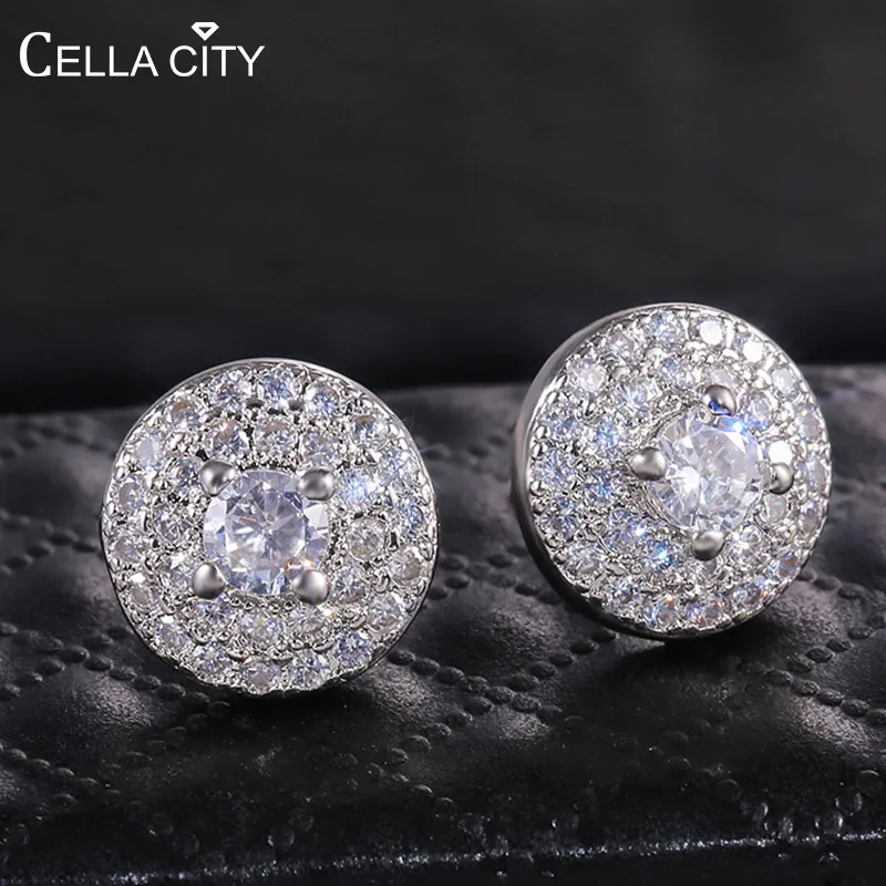 Женские серьги гвоздики из серебра 925 пробы с драгоценными