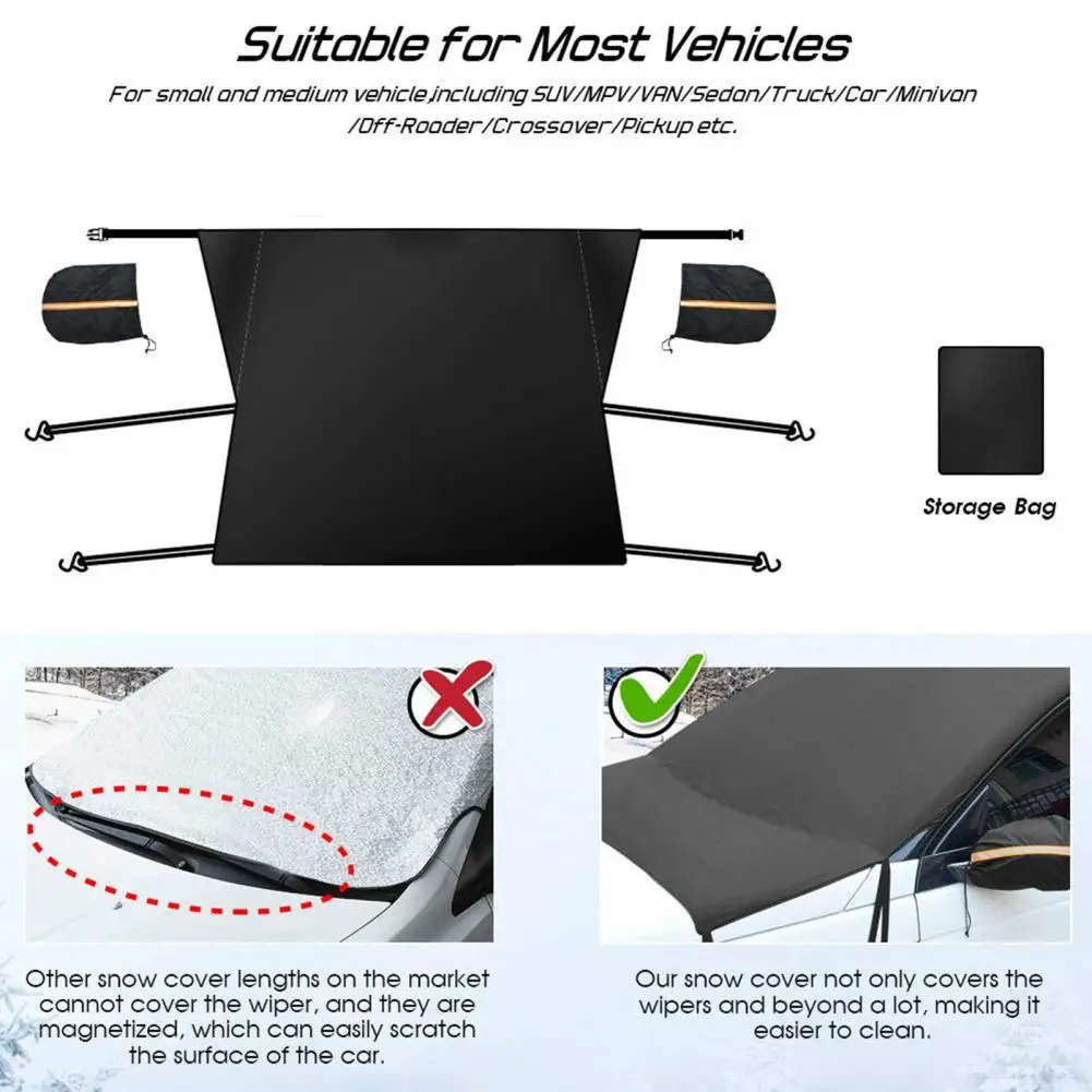 

Car Windshield Windproof Cover with 2 Reflective Rearview Mirror Protectors
