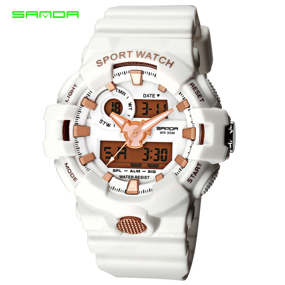 SANDA спортивные цифровые часы Relogio Masculino, многофункциональные водонепроницаемые спортивные светящиеся спортивные часы для мужчин, Montre Hombre - Цвет: 004