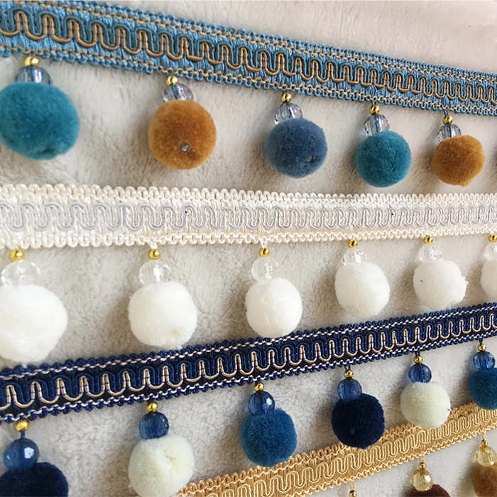 3 ярда/лот Европейский стиль кружевная бахрома с кисточками меховыми помпонами