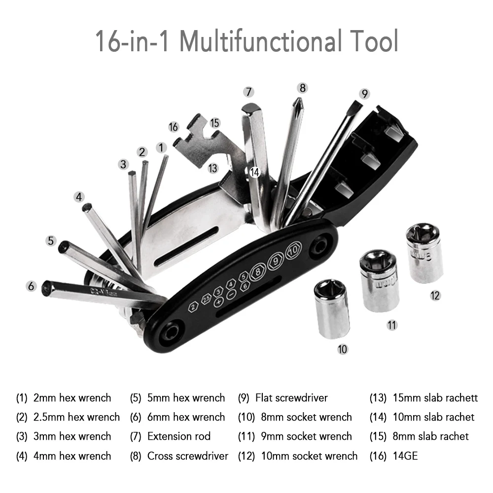 

Bike Saddle Bag Bike Repair Tool Kits Cycling Seats 16 in 1 Bicycle Multi Function Repairing Tool Kit Bike Saddle Bag Bicycle