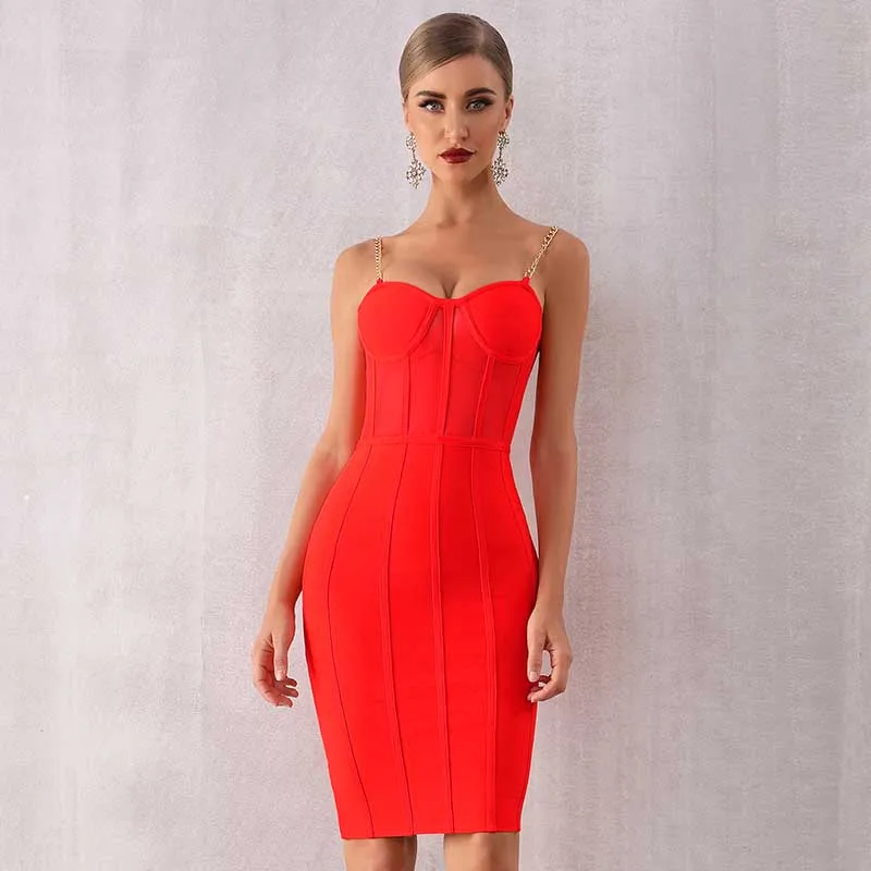 

Wholesale 2020 New woman's dress multiple colour Spaghetti Strap Sexy perspective celebrity cocktail party bandage dress