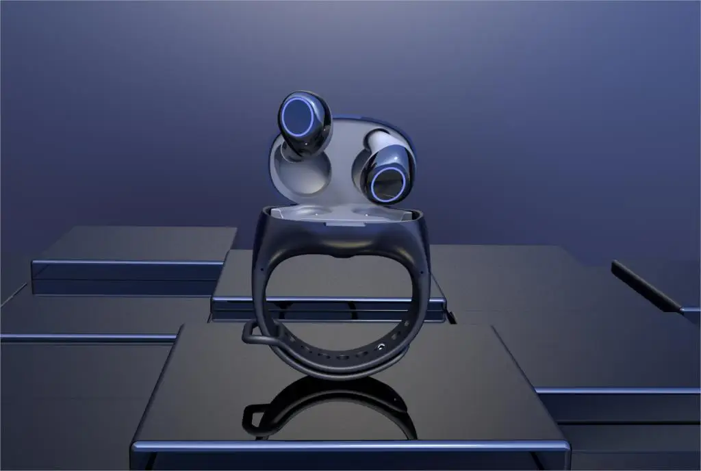 

2-in-1 Wireless Earbuds HM50 TWS Smart Sports Watch Wristband Bluetooth 5.0 Smartband Earpieces Headset Bracelet Airdots Case