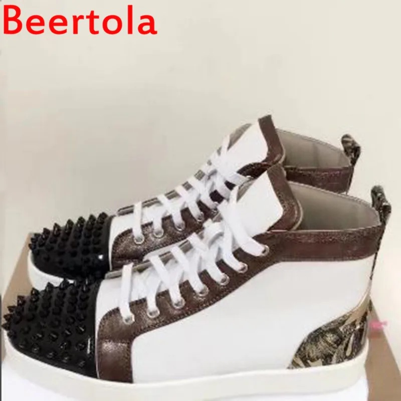 Beertola Men's Casual Shoes Designers Spikes Zapatos De Hombre 2019 Black Fashion Men Flats Party Big Size Mixed Color | Обувь