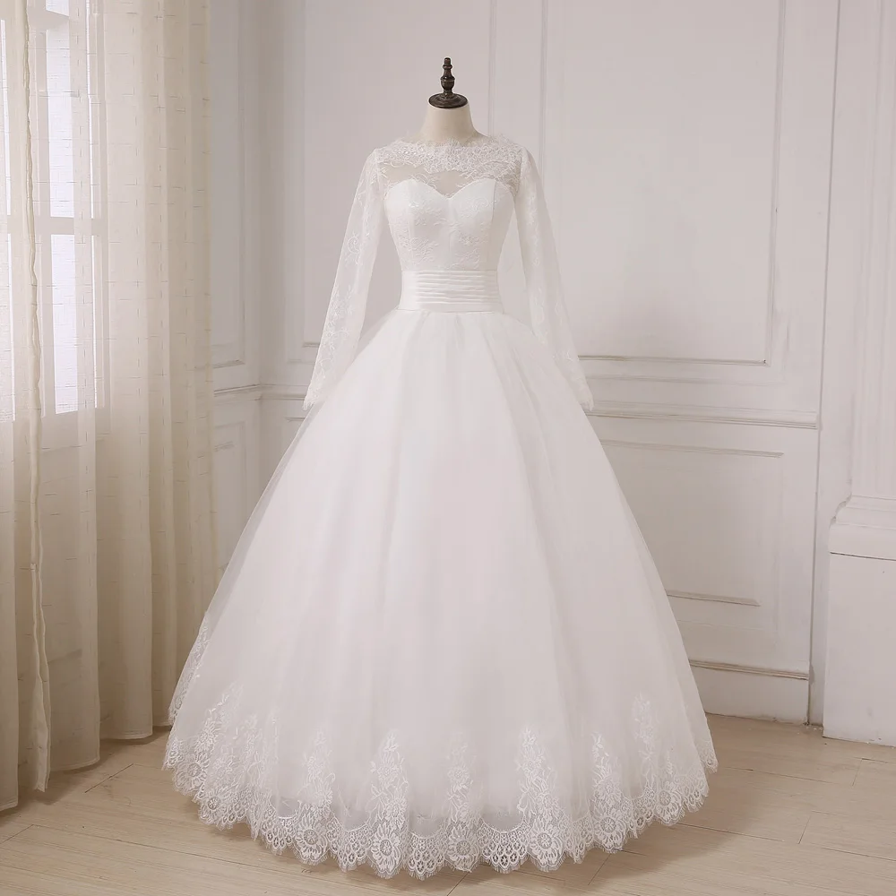 

Jiayigong A-line Wedding Dress Long Sleeves Tulle Floor Length Arabic Bride Dresses Plus Size Custom Vestido De Noiva