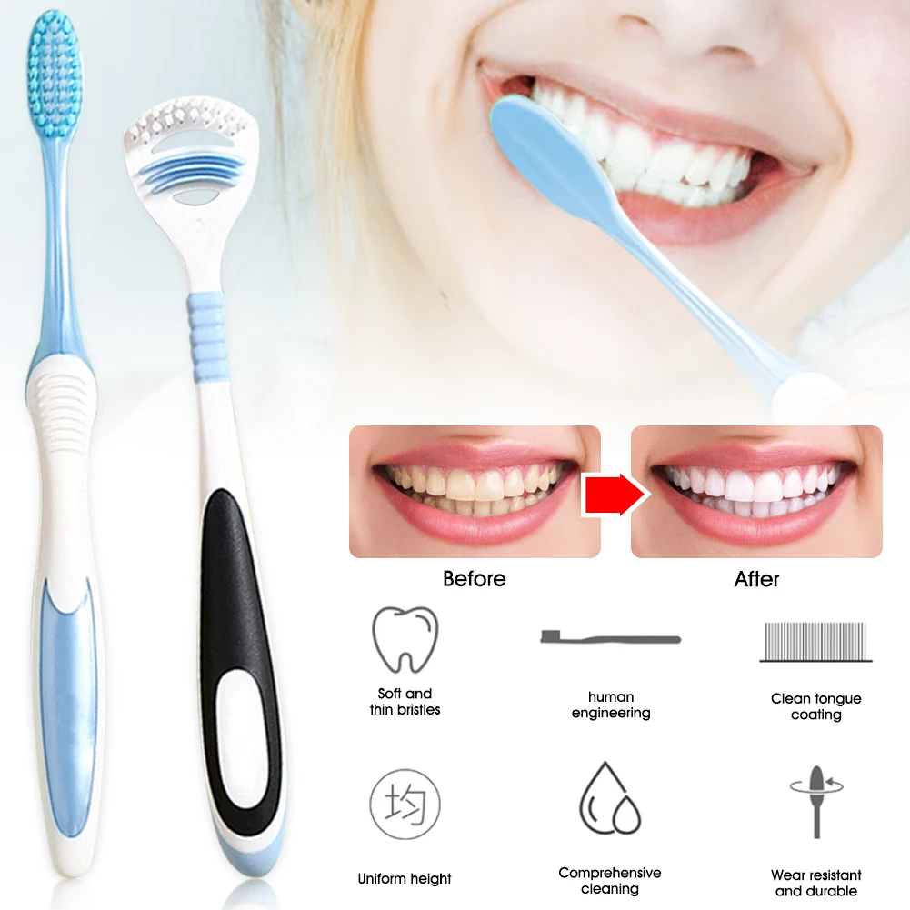 

Portable Oral Care Set Toothbrush & Tongue Scraper Set Oral Health Care Remove Dirts and Reduce Bad Breath Oral Hygiene