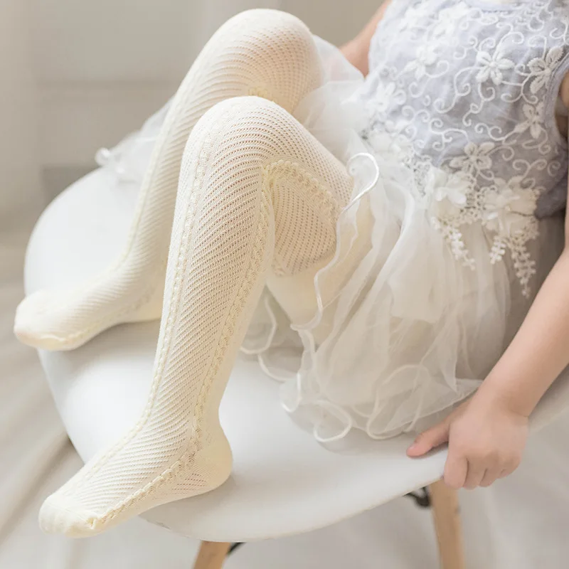 От 0 до 6 лет Сезон весна-лето Детские колготки в тонкую сетку для девочек белые