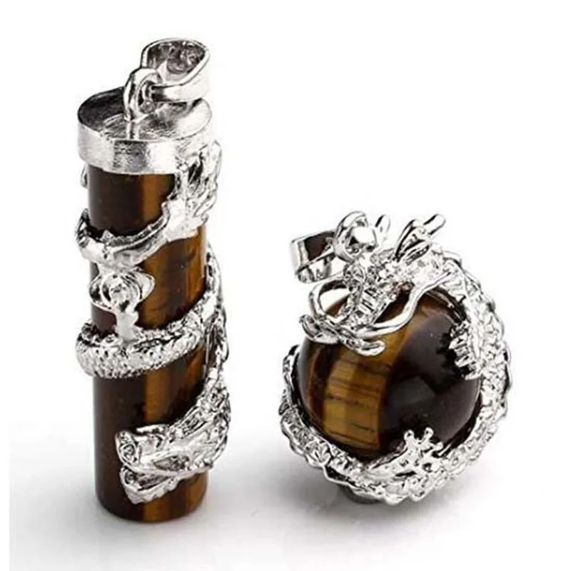 Fashion Couple Jewelry for Lovers Totem Dragon Wrap Natural Stone Bead Gems Necklace Pendant Pendulum Jewellery Gift | Украшения и