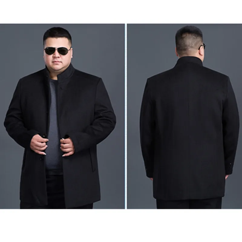 Новое зимнее шерстяное длинное полупальто 8XL7XL 6XL 5XL 4XL мужское приталенное