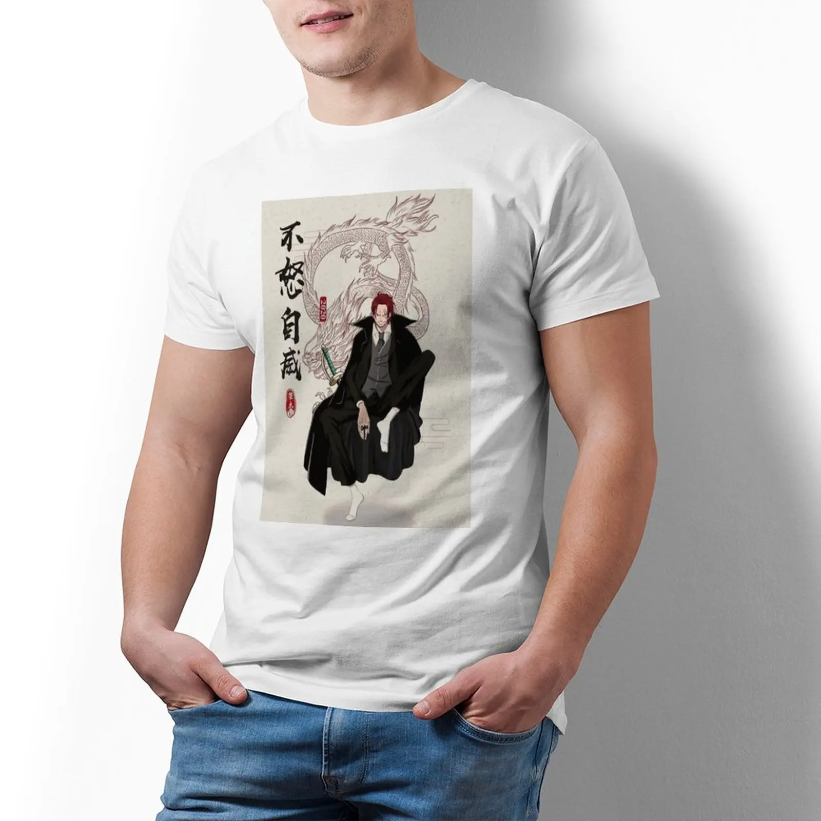 

Bandai One Piece Shanks Kanji футболка в японском стиле аниме потрясающая 100 хлопковая Футболка мужская футболка