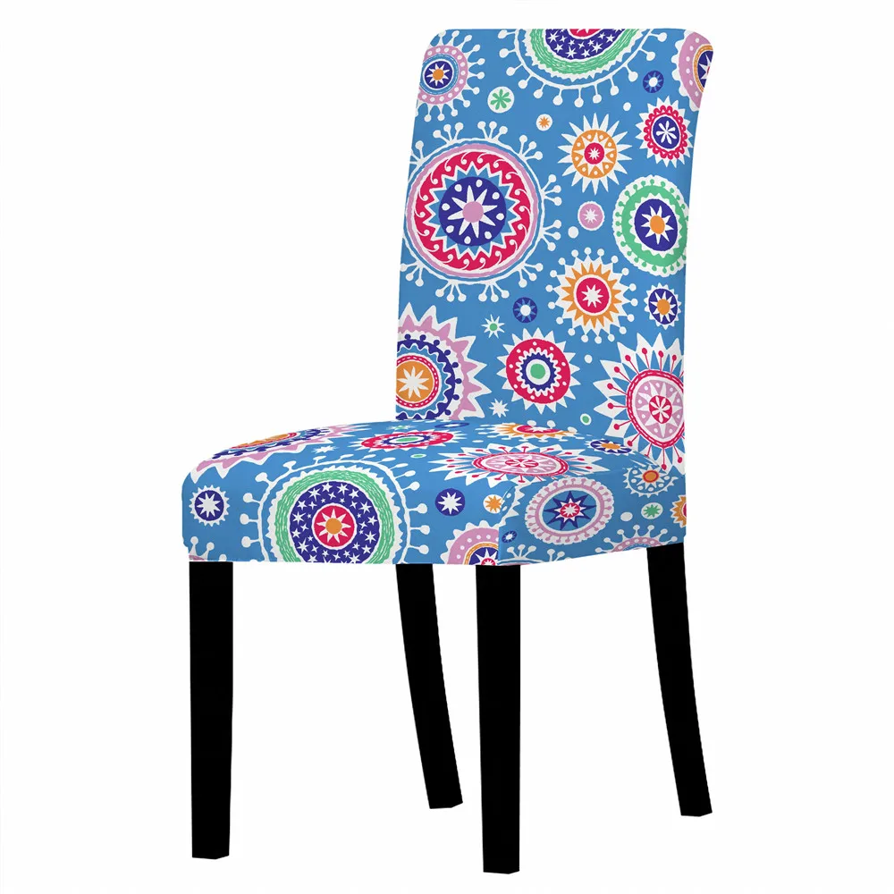 Чехол для стула в богемном стиле с цветочным принтом растягивающийся спандекс