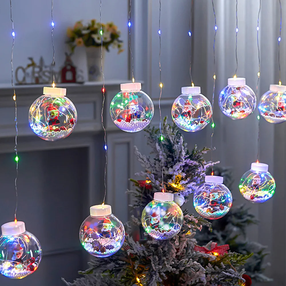 

New LED Curtain String Light Ball Santa Claus Christmas New Year 2022 Christmas Decortions for Home Xmas Navidad Tree Decoration