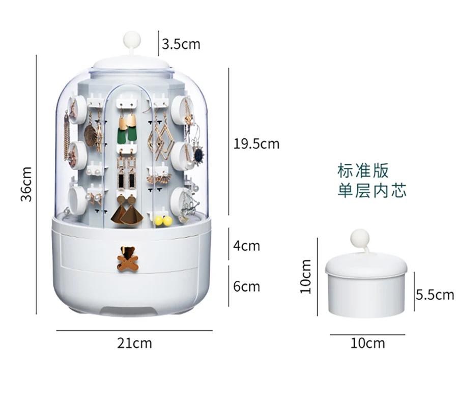 

Jewelry Storage Box Transparent Plastic Hanging Earrings Earrings Jewelry Rotating Display Stand Necklace Bead Storage Box