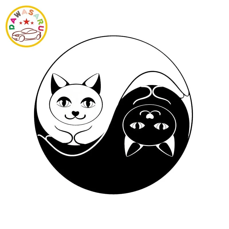 Автомобильная наклейка Yin Yang Cat Taoist Zen декоративная из ПВХ автомобильные