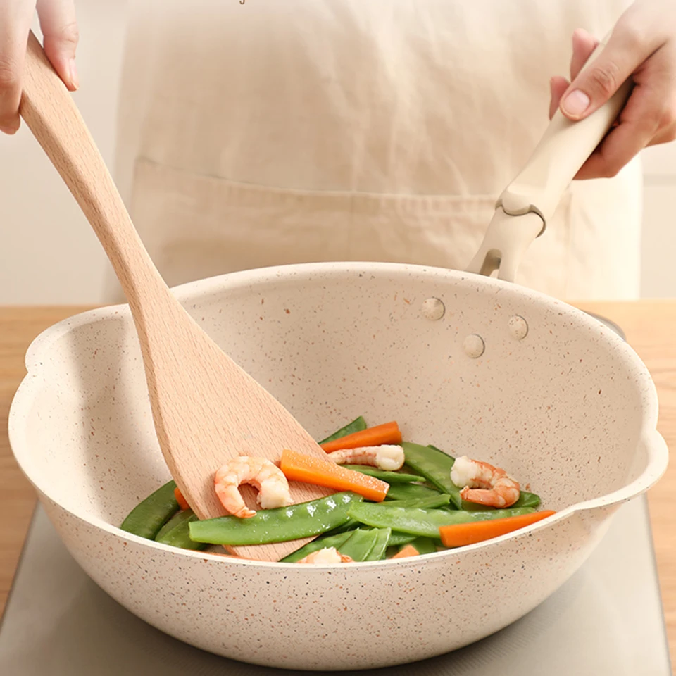 Transhome белого цвета большого размера из медицинского камня сковорода с