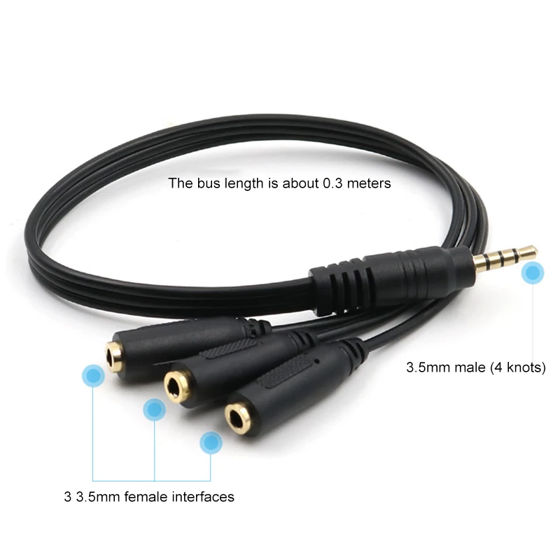 Разветвитель аудиокабеля 3 5 мм с 1 штекером на разъема для iPod Walkman PDA компьютера