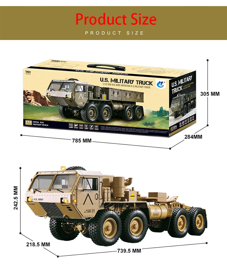 Hots HG P801 P802 1/12 2,4G 8X8 M983 739 мм матовый Радиоуправляемый автомобиль военный грузовик США без зарядного устройства гоночный автомобиль для детей подарок