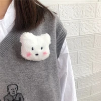 cute fashion mini cartoon plush rabbit bear animal brooch for women girls brooches pin bag coat sweater badge pins accessories