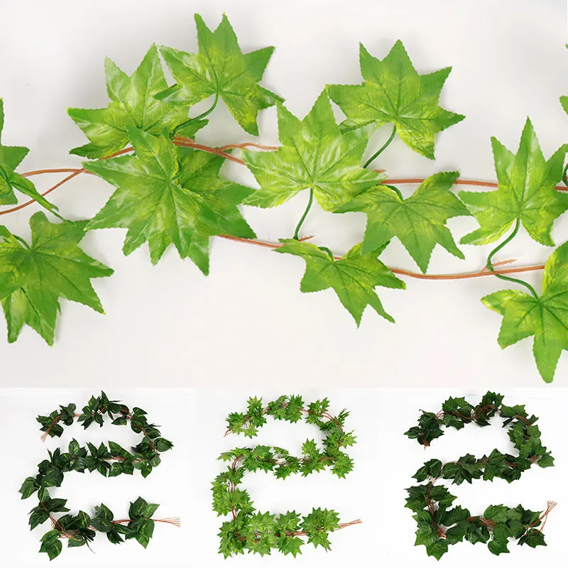 

5PCS Artificial Grape Leaves Simulation Flower Rattan Wedding Party Home Decorative Faux Plant Garland Vines Silk Rattan