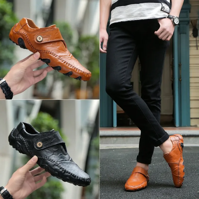 

New Leather Large Size Men'S Casual Shoes Outdoor Catwalk Sneakers Fashion Trend Driving Shoes 47 Size Leather Shoes