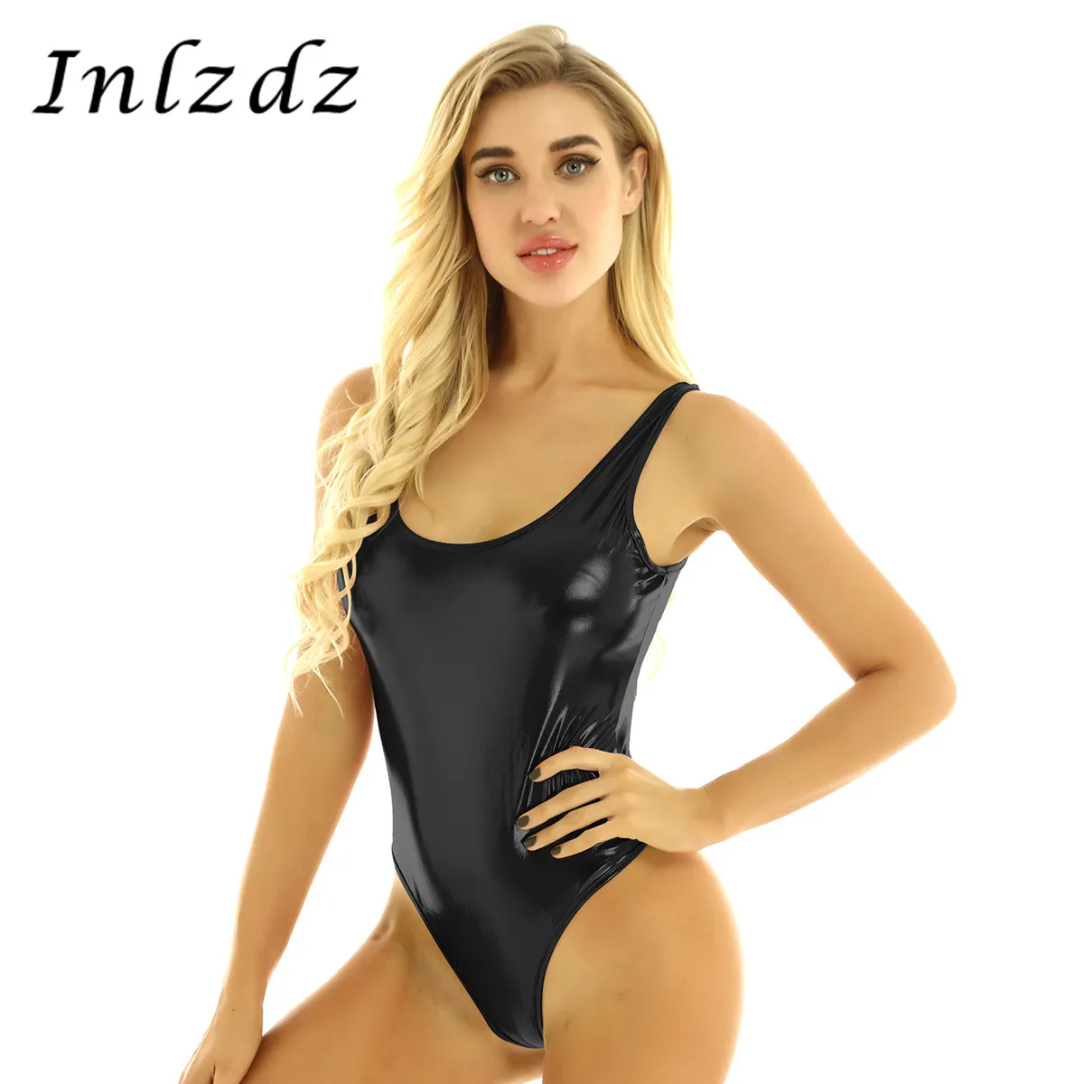 Женский боди Pole Dance Rave одежда для спортивной гимнастики с высоким вырезом лаковая