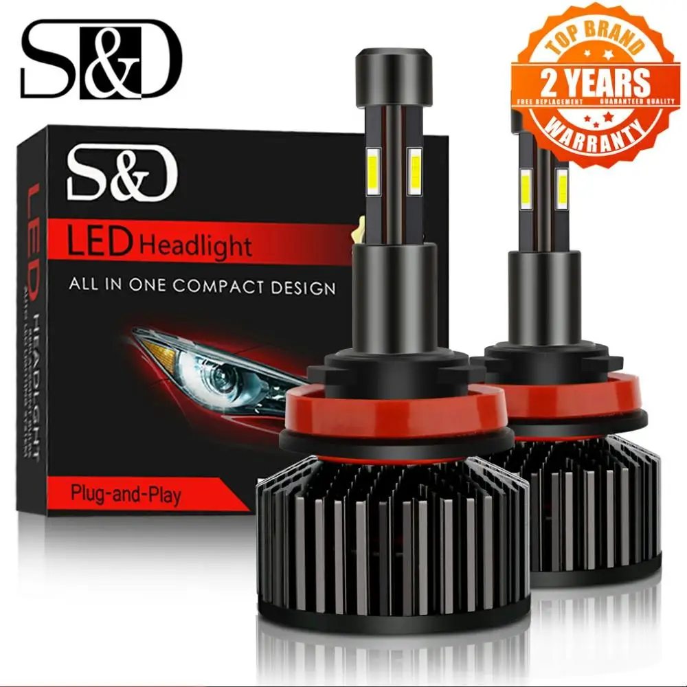 Светодиодные лампы для автомобильных фар 2 шт. светодиодный H7 360 градусов 16000LM H11 H4