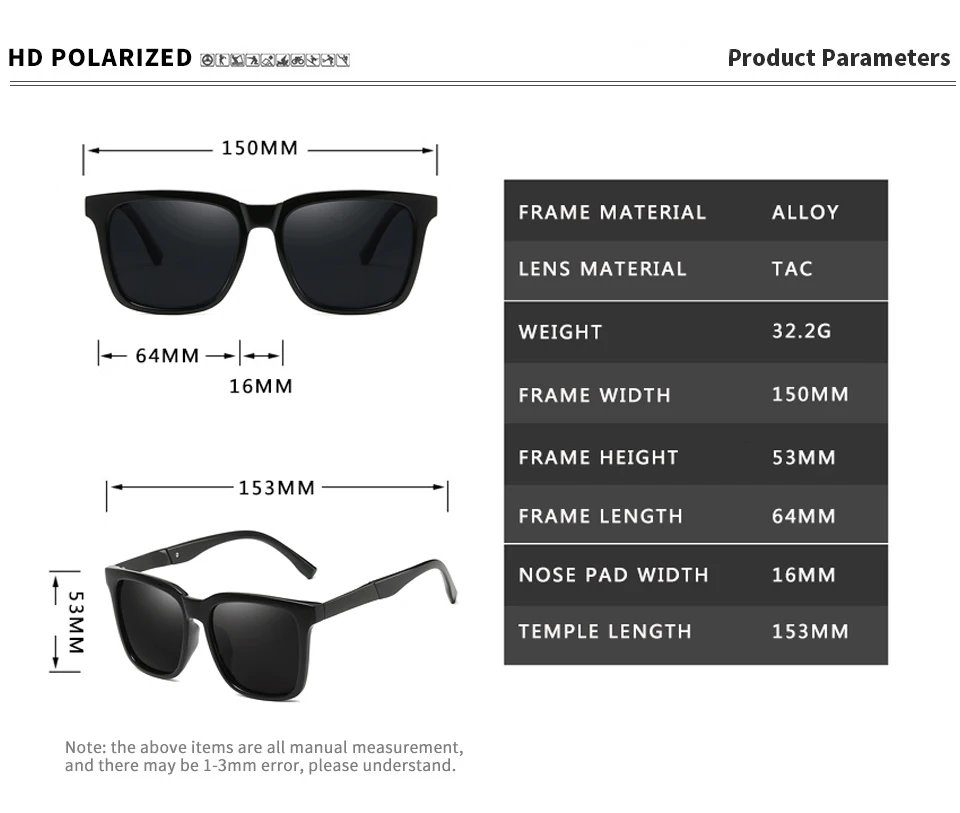 

Sunglasses Unisex Square Vintage Sun Glasses Famous Brand Sunglases Polarized Sunglasses for Women Men UV400
