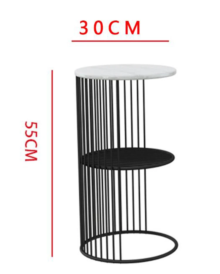

Nordic Simple Golden Iron Coffee Table Living Room Minimalist Bed Marble Small Table Sofa table with Shelf Rack Storage