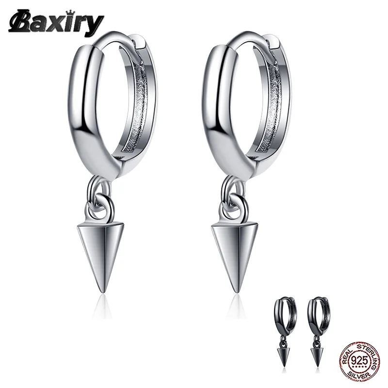 

New 925 Sterling Silver Hoop Earrings For Women Vintage Original Designer Black Pendant Fashion Huggie Earring Luxury Jewelry