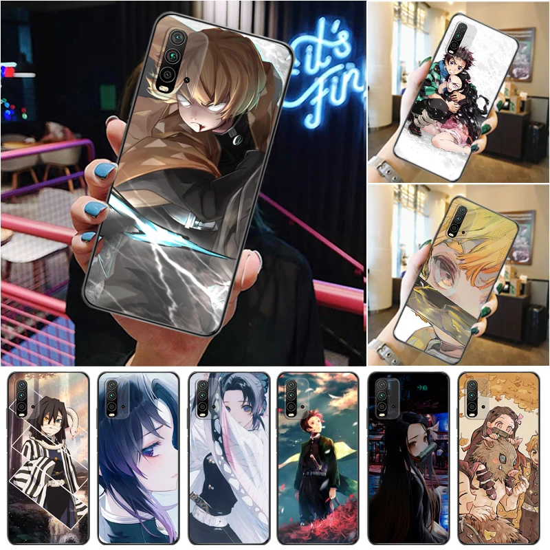 

Demon Slayer Kamado Tanjirou Agatsuma Zenitsu Kamado Nezuko Kimetsu No Yaiba Phone Case For Xiaomi Redmi 9 9T 9A Pro Cases