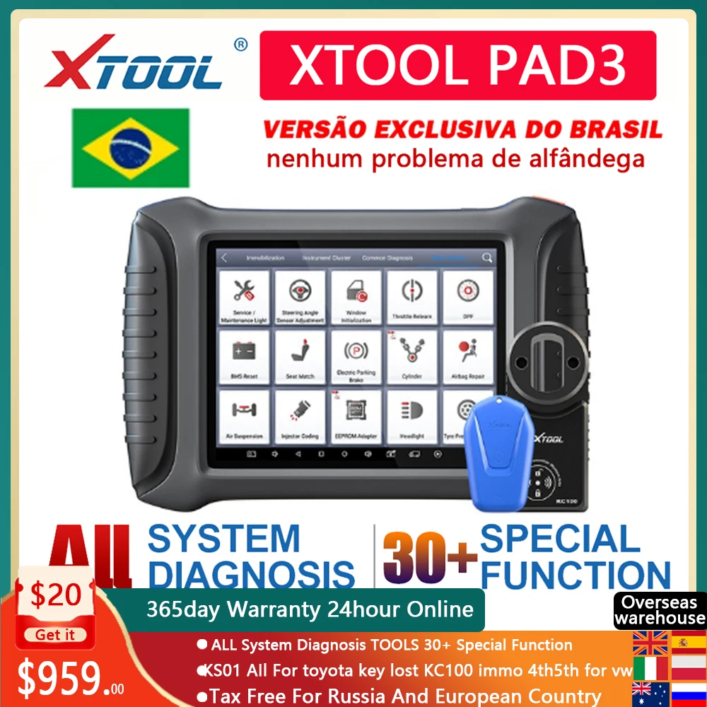 

XTOOL новейший автомобильный программатор ключей OBD2 X100 PAD3 Профессиональные диагностические инструменты OBD2 Иммобилайзер с Kc100 и работа с LADA ...
