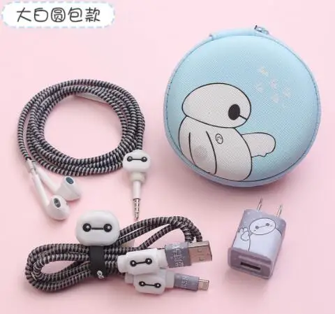 1 комплект мультяшный USB защитный кабель Winder наклейки для зарядного устройства кабельный провод Органайзер тпу спиральный шнур протектор для iphone 5 6 7 - Цвет: 11