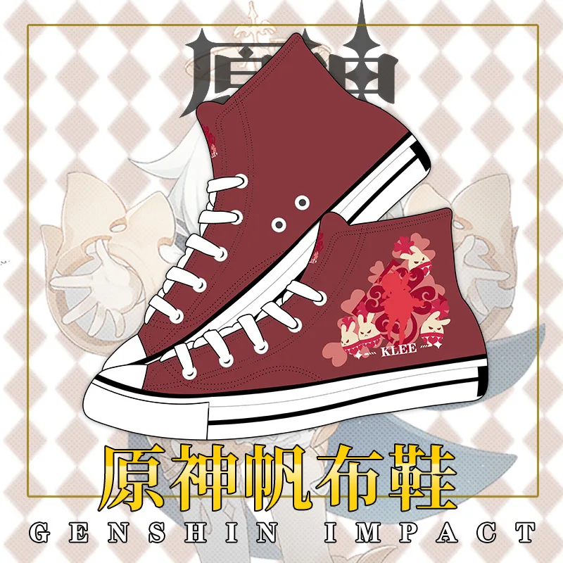 Аниме Genshin Impact Xiao Klee Paimon Venti парусиновая обувь унисекс студенческие ботильоны