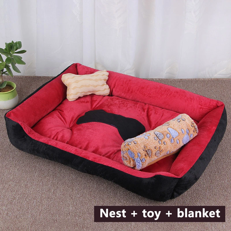 Зимняя теплая Лежанка для домашних животных с подушкой приносит одеяло кровать
